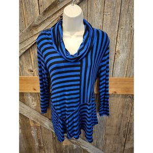 Zoe + phoebe striped blue stretch asymmetrical tunic size small S Casual